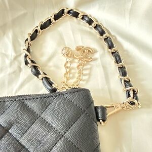 Source Unknown Heavy Chunky Black Wristlet with Gold accents New